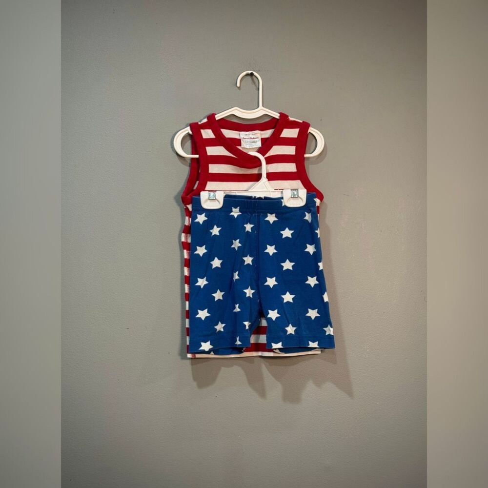 Kids Hanna Andersson Stars & Stripes Tank Pajama Set Size 6-7 VGUC